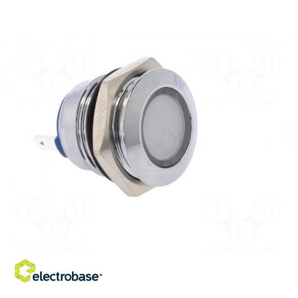 Indicator: LED | flat | white | 12VDC | 12VAC | Ø16mm | brass | Body: silver image 8