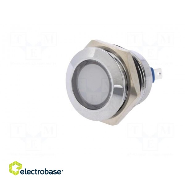 Indicator: LED | flat | white | 12VDC | 12VAC | Ø16mm | brass | Body: silver image 2