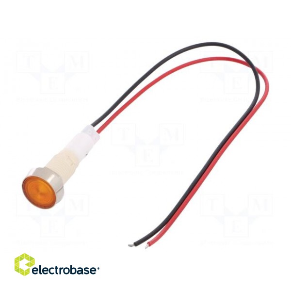 Indicator: LED | flat | 12VDC | 12VAC | Cutout: Ø10mm | 200mm leads