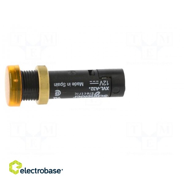 Indicator: LED | flat | yellow | 12VDC | Ø12mm | IP40 | screw terminals image 3
