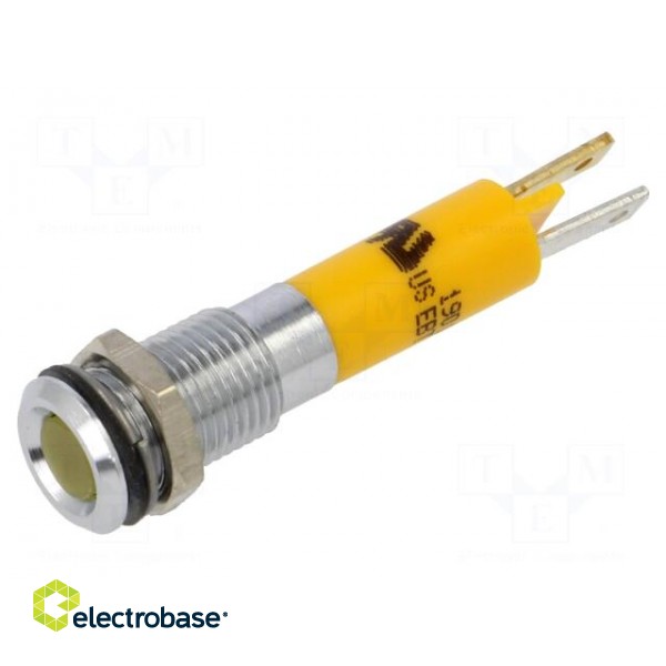 Indicator: LED | superflat | yellow | 12VDC | Ø8mm | IP40 | metal,plastic фото 1