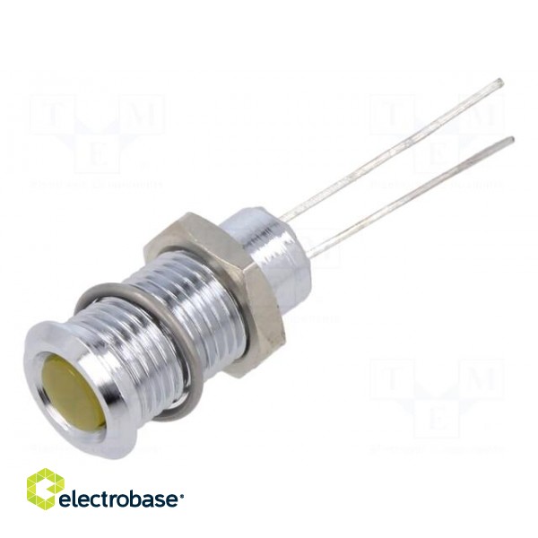 Indicator: LED | superflat | yellow | 2.1VDC | Ø8mm | IP40 | 2pin | metal