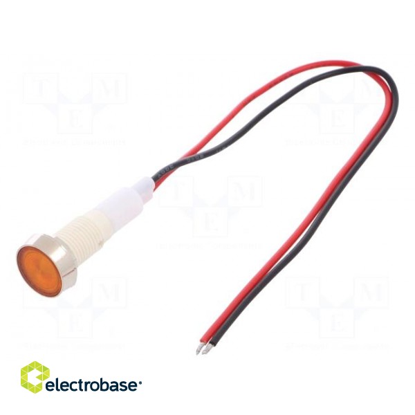 Indicator: LED | flat | 24VDC | 24VAC | Cutout: Ø10mm | 200mm leads