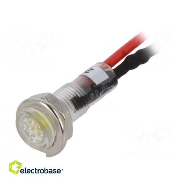 Indicator: LED | flat | 24VDC | Cutout: Ø5.2mm | IP40 | polycarbonate