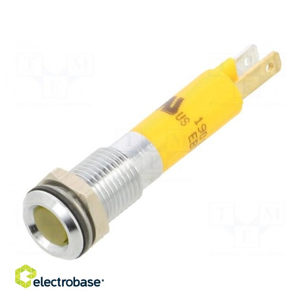 Indicator: LED | superflat | yellow | 24VDC | Ø8mm | IP40 | metal,plastic