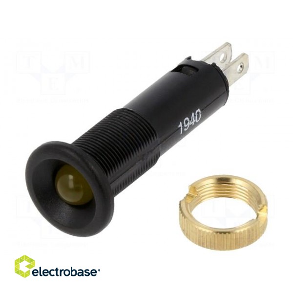 Indicator: LED | flat | 24VDC | Cutout: Ø8mm | IP40 | plastic | Body: black image 1