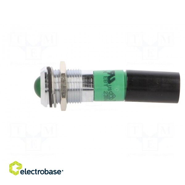 Indicator: LED | green | 230VAC | Ø14mm | metal,plastic image 3