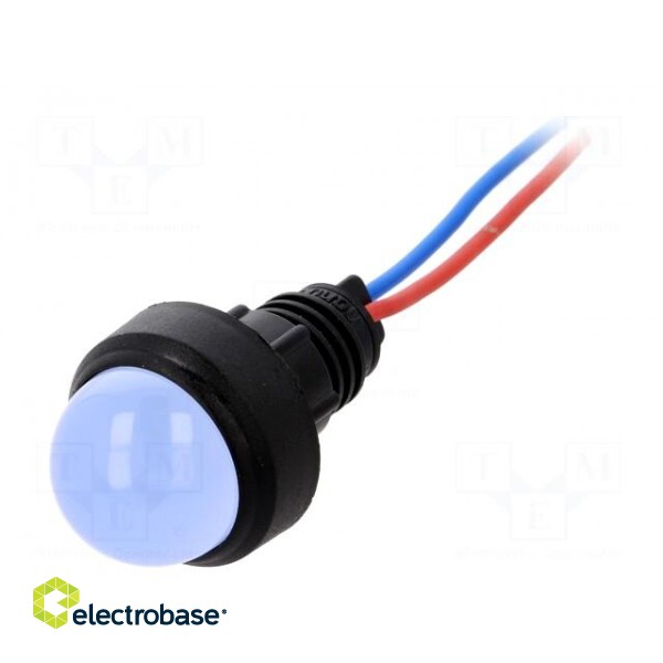 Indicator: LED | prominent | blue | 12VDC | 12VAC | Ø13mm | IP40 | plastic