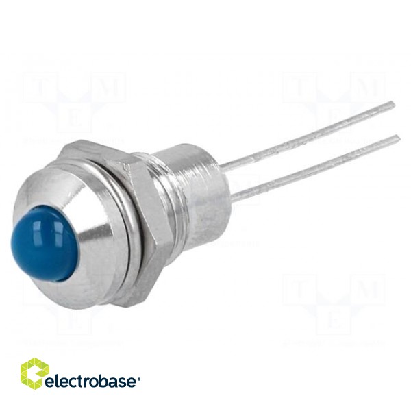 Indicator: LED | prominent | blue | Ø8.2mm | IP40 | for PCB | brass image 1
