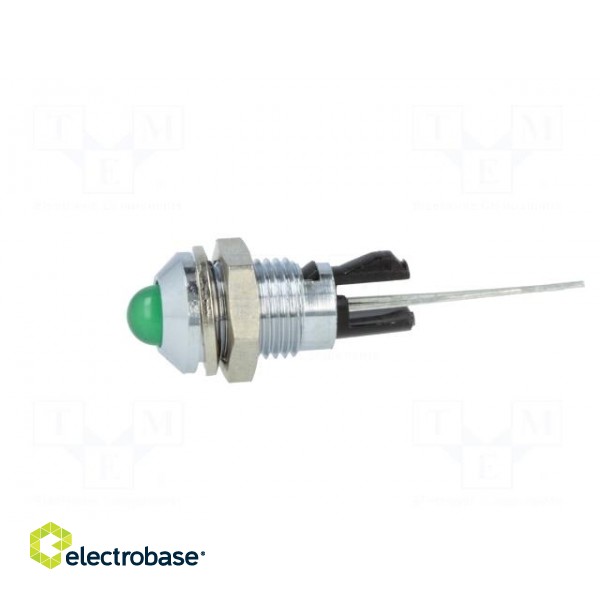 Indicator: LED | prominent | green | Ø8mm | for PCB | brass | ØLED: 5mm image 3