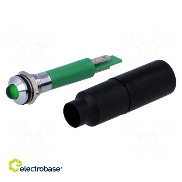 Indicator: LED | prominent | green | 230VAC | Ø8mm | IP67 | metal,plastic image 1