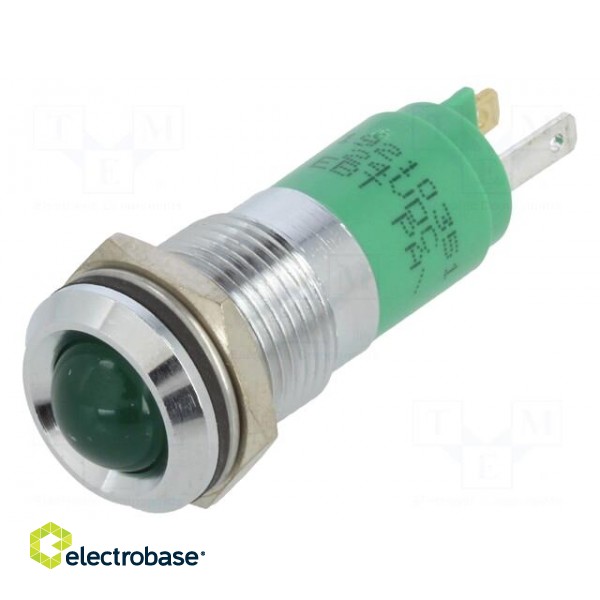 Indicator: LED | prominent | green | 24VDC | Ø14mm | metal,plastic paveikslėlis 1