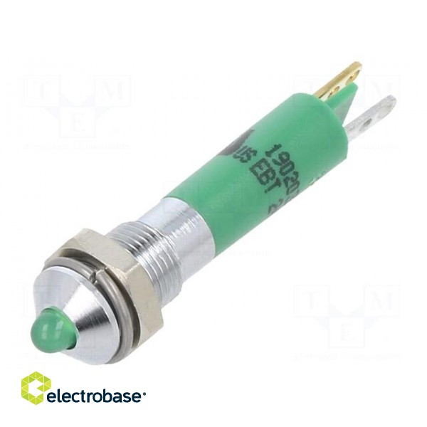 Indicator: LED | prominent | green | 24VDC | Ø6mm | IP40 | metal,plastic