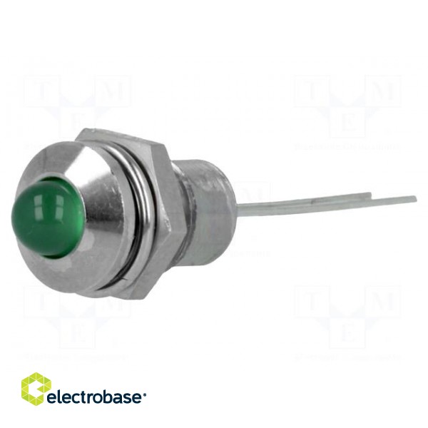Indicator: LED | prominent | green | Ø8.2mm | IP40 | for PCB | brass image 1