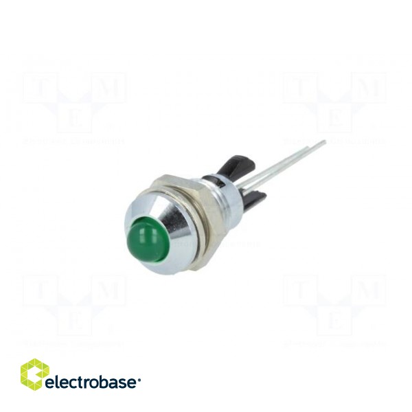 Indicator: LED | prominent | green | Ø8mm | for PCB | brass | ØLED: 5mm image 2