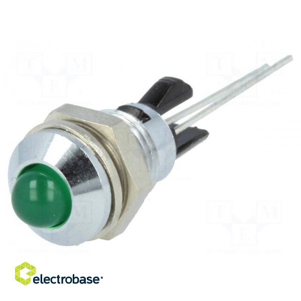 Indicator: LED | prominent | green | Ø8mm | for PCB | brass | ØLED: 5mm image 1