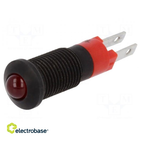 Indicator: LED | prominent | red | 12÷14VDC | Ø8.2mm | IP40 | metal image 1