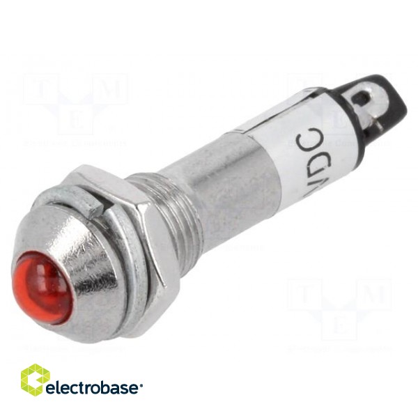 Indicator: LED | prominent | 12VDC | Cutout: Ø8.2mm | IP40 | metal image 1