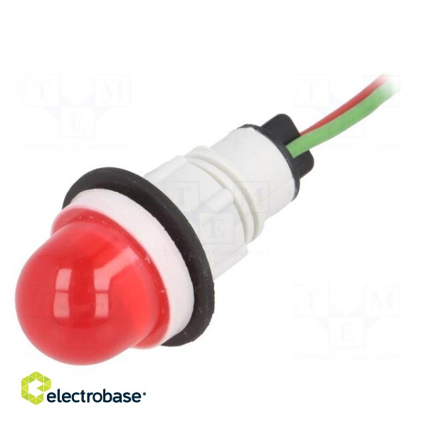Indicator: LED | prominent | red | 24VDC | 24VAC | Ø13mm | leads 300mm