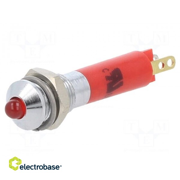 Indicator: LED | prominent | red | 24VDC | Ø6mm | IP40 | metal,plastic image 1