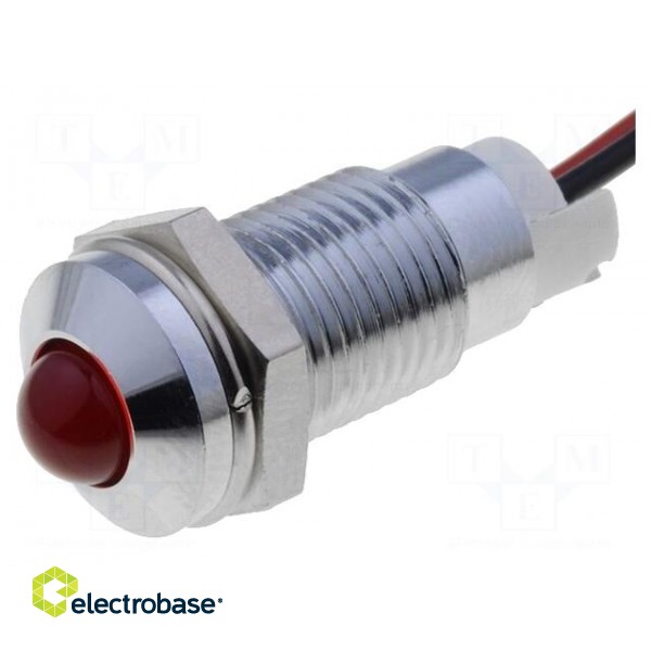 Indicator: LED | prominent | 24VDC | Cutout: Ø8mm | Body: silver