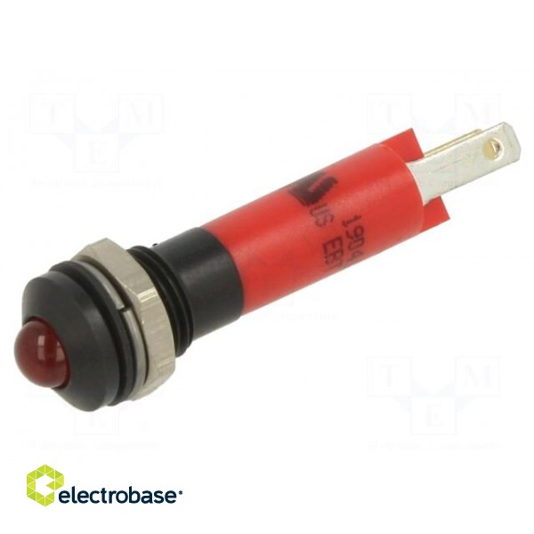 Indicator: LED | prominent | red | 24VDC | Ø8mm | IP67 | metal,plastic