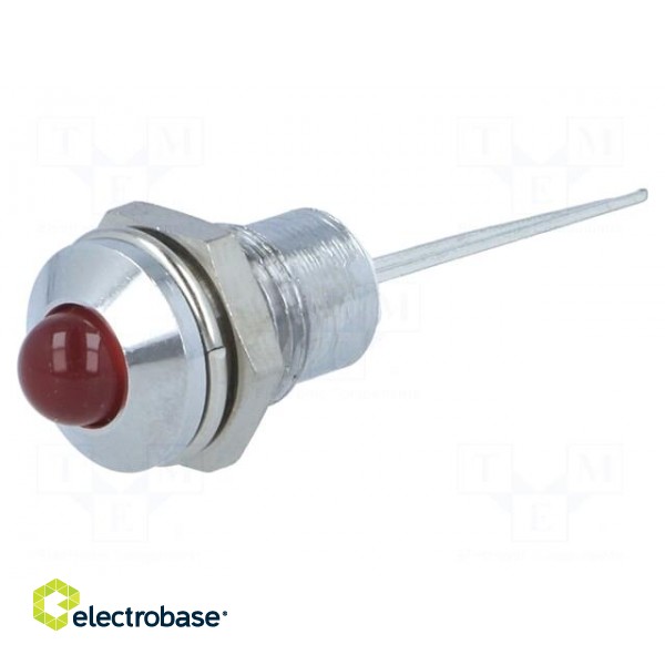 Indicator: LED | prominent | red | Ø8.2mm | IP40 | for PCB | brass image 1