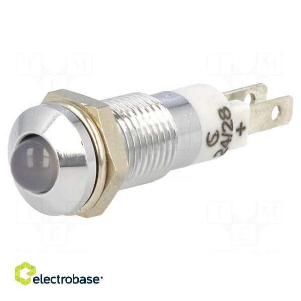 Indicator: LED | prominent | white | 24÷28VDC | Ø8.2mm | IP40 | metal image 1