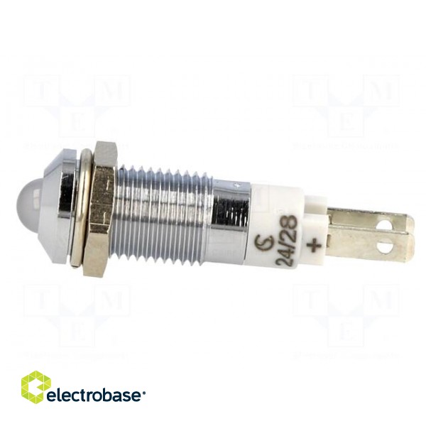 Indicator: LED | prominent | white | 24÷28VDC | Ø8.2mm | IP40 | metal image 3