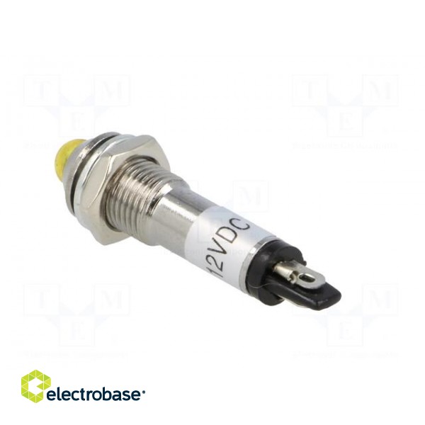 Indicator: LED | prominent | yellow | 12VDC | Ø8.2mm | IP40 | metal image 4