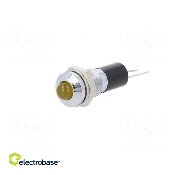 Indicator: LED | prominent | yellow | 12VDC | Ø8mm | for PCB | brass фото 2