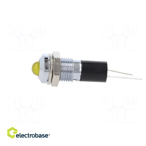 Indicator: LED | prominent | yellow | 12VDC | Ø8mm | for PCB | brass фото 3