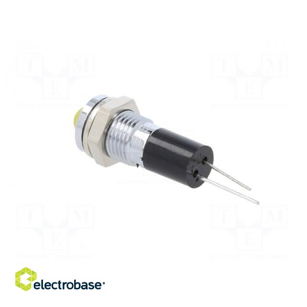 Indicator: LED | prominent | yellow | 12VDC | Ø8mm | for PCB | brass фото 4