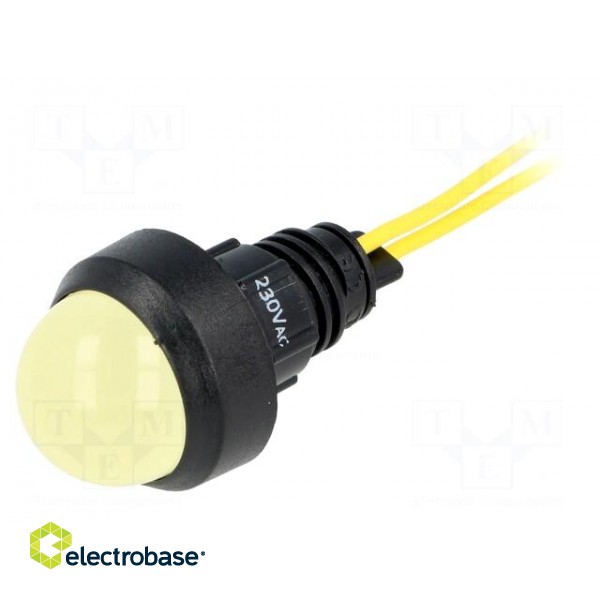 Indicator: LED | prominent | yellow | 230VAC | Ø13mm | IP40 | leads 300mm