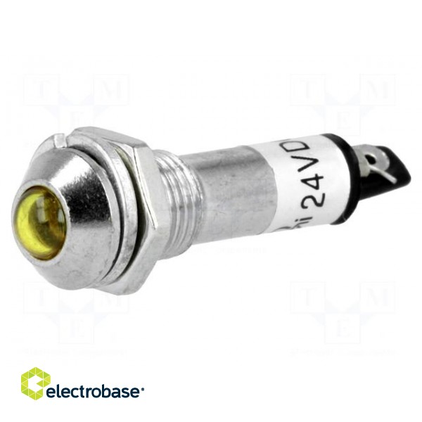 Indicator: LED | prominent | 24VDC | Cutout: Ø8.2mm | IP40 | metal image 1