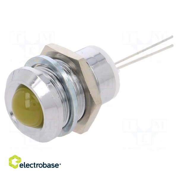 Indicator: LED | prominent | yellow | Ø12mm | for PCB | brass | ØLED: 8mm image 1