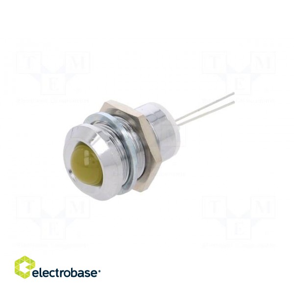 Indicator: LED | prominent | yellow | Ø12mm | for PCB | brass | ØLED: 8mm image 2