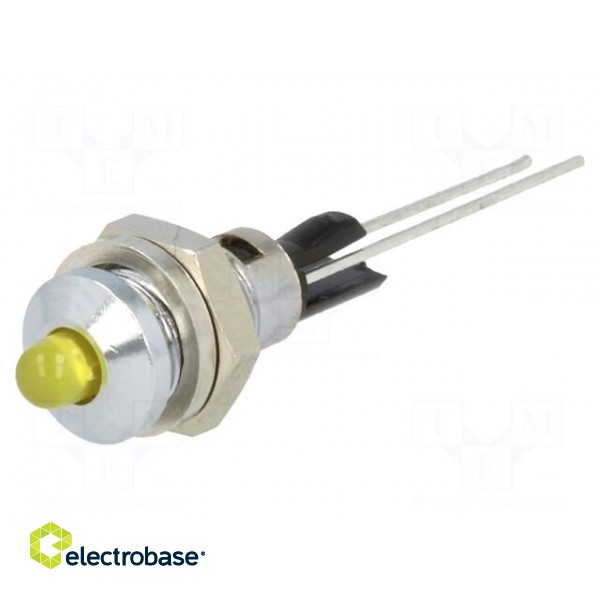Indicator: LED | prominent | Cutout: Ø6mm | for PCB | brass | ØLED: 3mm paveikslėlis 1