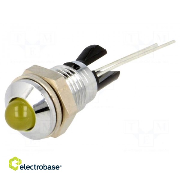 Indicator: LED | prominent | yellow | Ø8mm | for PCB | brass | ØLED: 5mm image 1