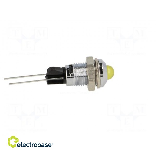 Indicator: LED | prominent | yellow | Ø8mm | for PCB | brass | ØLED: 5mm image 7