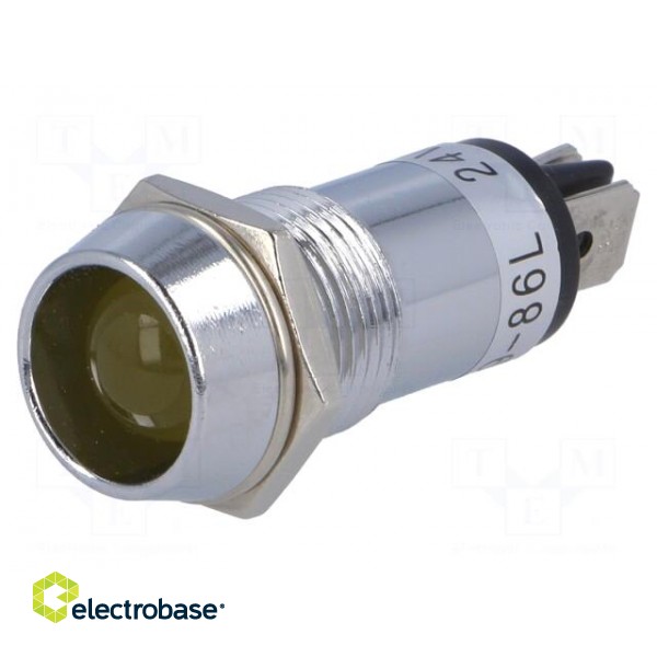 Indicator: LED | recessed | 24VDC | Cutout: Ø14.2mm | IP40 | brass image 1