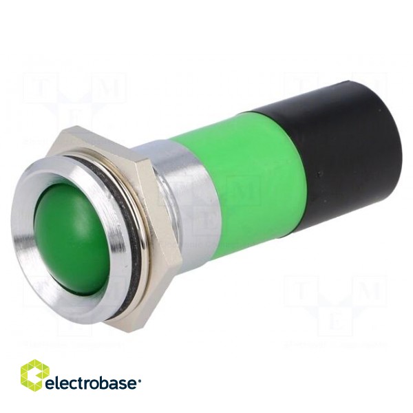 Indicator: LED | recessed | green | 230VDC | 230VAC | Ø22.2mm | IP67 image 1