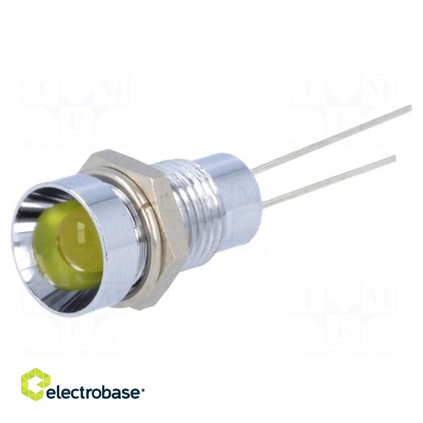 Indicator: LED | recessed | yellow | Ø8.2mm | IP40 | for PCB | brass image 1