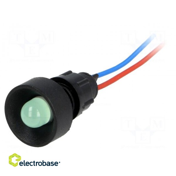 Indicator: LED | recessed | green | 12VDC | 12VAC | Ø13mm | IP40 | plastic