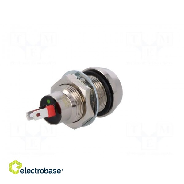 Indicator: LED | recessed | green | 12VDC | Ø12.7mm | IP67 | brass фото 6