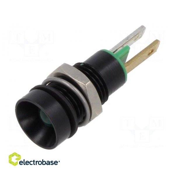 Indicator: LED | recessed | green | 2.2VDC | Ø8mm | plastic