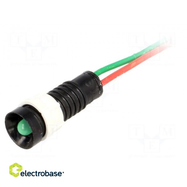 Indicator: LED | recessed | green | 24VDC | 24VAC | Ø11mm | IP40 | plastic