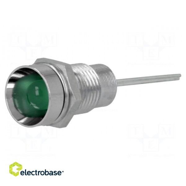 Indicator: LED | recessed | green | Ø8.2mm | IP40 | for PCB | brass image 1