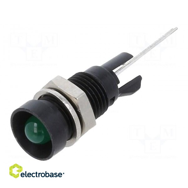 Indicator: LED | recessed | green | Ø8mm | for PCB | brass | ØLED: 5mm