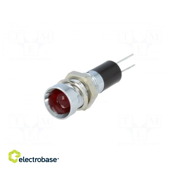 Indicator: LED | recessed | red | 12VDC | Ø8mm | for PCB | brass | ØLED: 5mm image 2